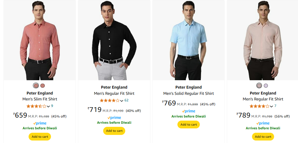 Image of Peter England Men's Slim Fit Shirt Starts @ ₹659