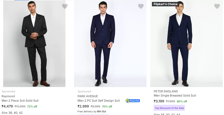 Image of Peter England Mens Readymade Suits @ Minimum 70% Discount