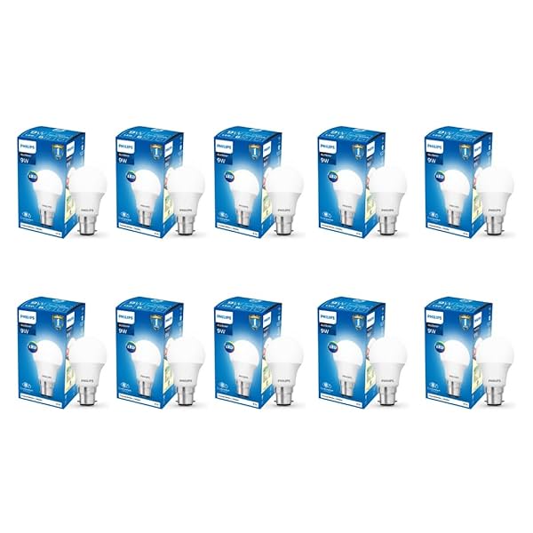 Image of Philips 9-Watts B22 LED Cool Day White LED Bulb, Pack of 10, (Ace Saver)