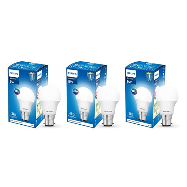 Image of Philips 9W Multipack B22 LED Cool Day White Bulb (Ace Saver), Pack of 3