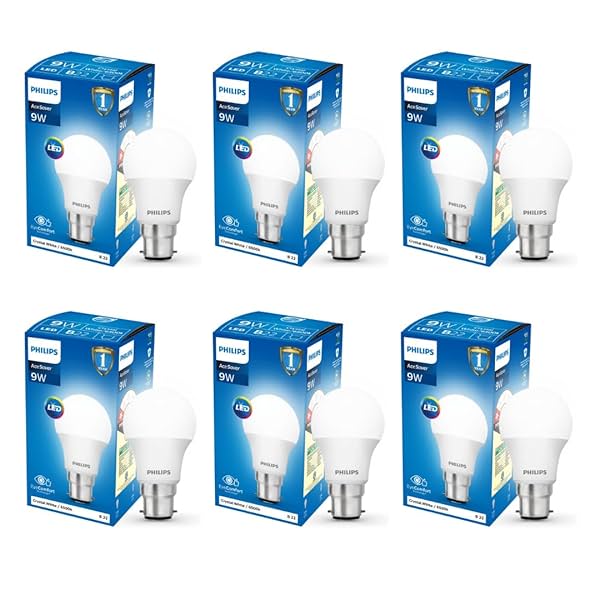 Image of Philips Ace Saver 9 Watt LED Bulb, Base B22 (Cool Day Light), Pack of 6