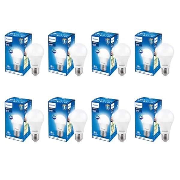 Image of Philips Ace Saver Base E27 9-Watt LED Lamp (Pack of 8, White)