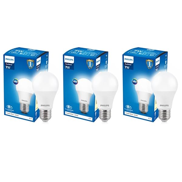 Image of Philips Base E27 7-Watt LED bulb (Crystal White,Pack of 3)