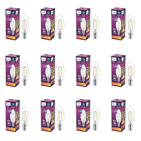 Image of Philips LED Candle Light Bulb (4W, Pack of 12)