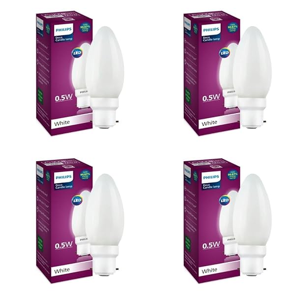 Image of Philips LED Deco White 0.5W Glass Candle (Pack of 4)