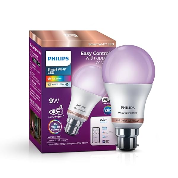 Image of Philips Wiz Wi-Fi Enabled B22 9-Watt LED Smart Bulb