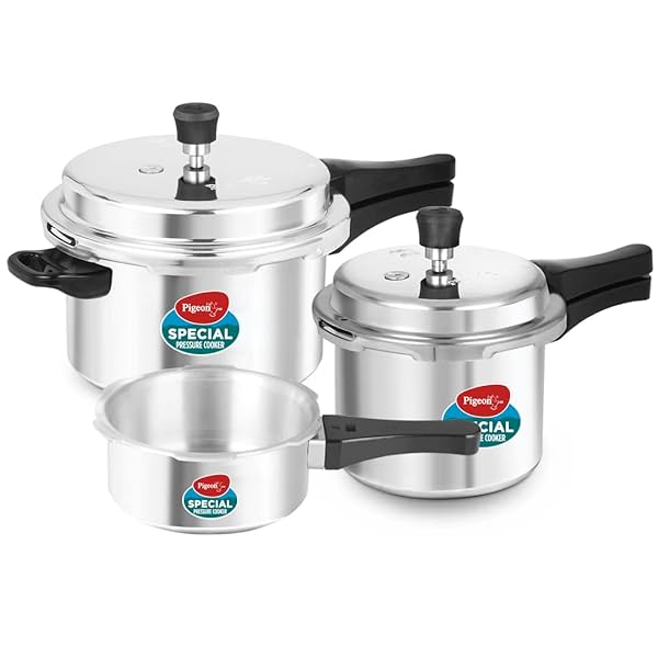 Image of Pigeon Aluminium Pressure Cooker Combo (2L, 3L, 5L)