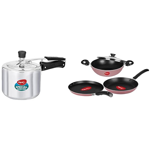 Image of Pigeon Basics Non Stick Aluminium Non Induction Base Cookware Set