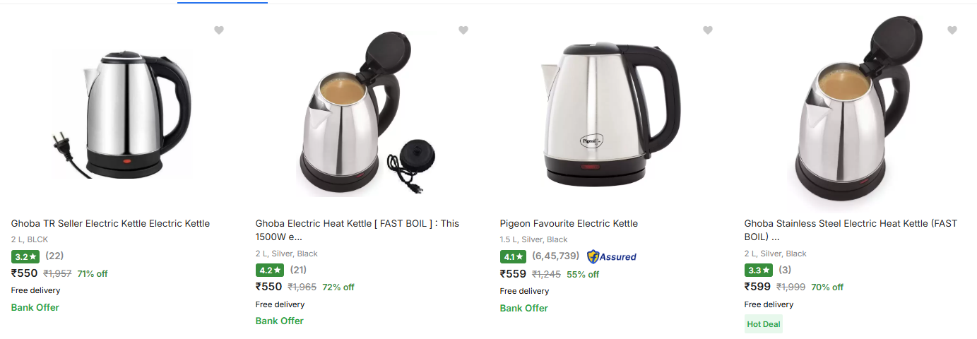 Image of Pigeon Electric Kettle upto 72% Discount