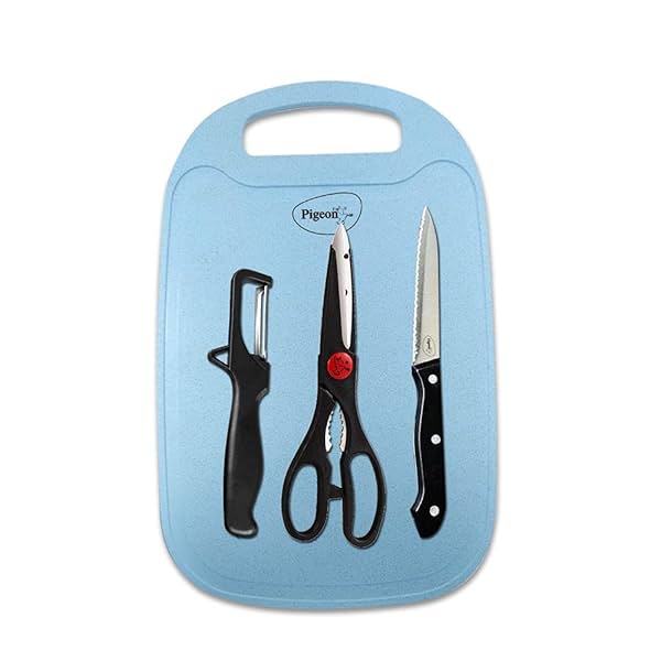 Image of Pigeon Shears 4 Piece Kitchen Knife Set with Chopping Board