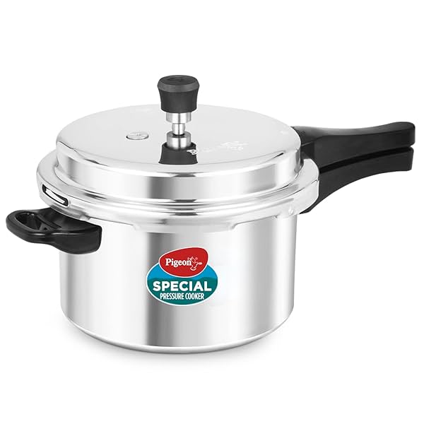 Image of Pigeon by Stovekraft 12653 Induction Base Outer Lid Aluminium Pressure Cooker, 5L.