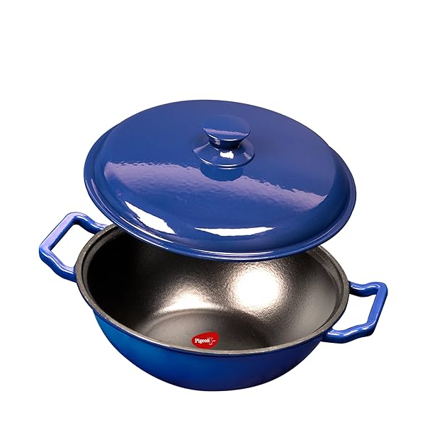 Image of Pigeon by Stovekraft Cast Iron Kadai with Cast Iron Lid