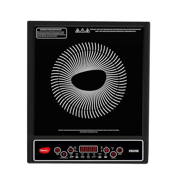 Image of Pigeon by Stovekraft Cruise 1800 watt Induction Cooktop With Crystal Glass,7 