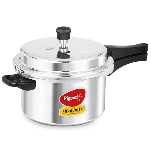 Image of Pigeon by Stovekraft Favourite Induction Base Aluminium Pressure Cooker with Outer Lid, 5 Litres, Silver