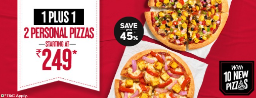 Image of Pizza Hut Offers : 2 Personal Pizzas starting at ₹249 only 