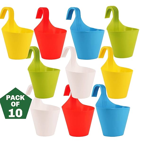 Image of Plastic Hanging Planters - 10 Pcs (8 inch) 