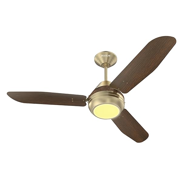 Image of Polycab Superia SP01 1200mm, Built-in 6 Colour LED Light, Remote Control Ceiling Fan For Home