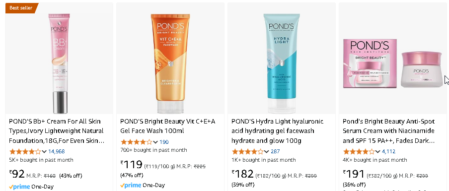 Image of Pond's Beauty Products Starting at ₹92