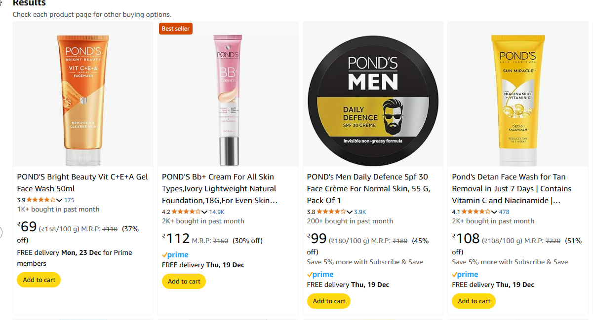 Image of Pond's Beauty Products starting at ₹69