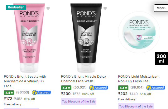 Image of Ponds Beauty And Grooming up to 65% Discount