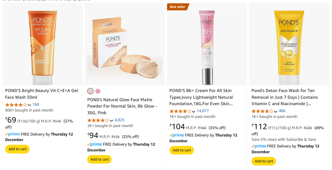 Image of Ponds Beauty products starting at ₹69 only