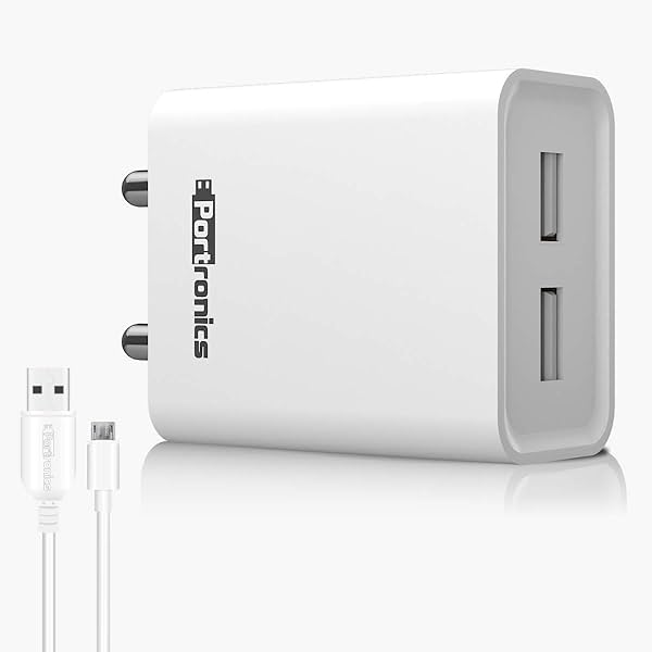 Image of Portronics Adapto 66 2.4A 12w Dual USB Port 5V/2.4A Wall Charger