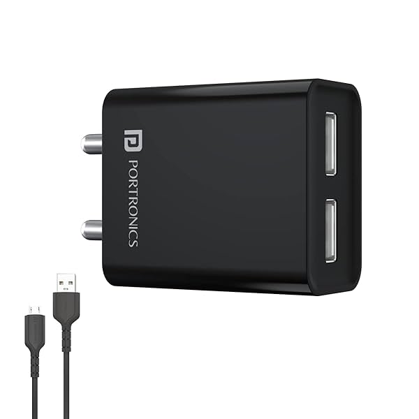 Image of Portronics Adapto 66 2.4A 12w Dual USB Port 5V/2.4A Wall Charger