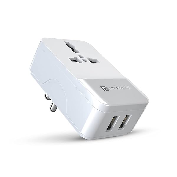 Image of Portronics Adapto III Dual USB Adapter with 1 AC Power Socket 3.4Amp 