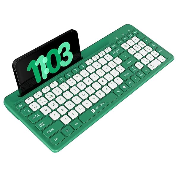 Image of Portronics Bubble Square Wireless Keyboard with Bluetooth + 2.4 GHz USB Receiver (Dual Connectivity), Pair 3 Devices Max