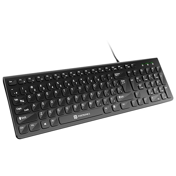 Image of Portronics Ki-Pad 2 USB Wired Keyboard with 104 Keys, Dual Color Chicklet Keys,