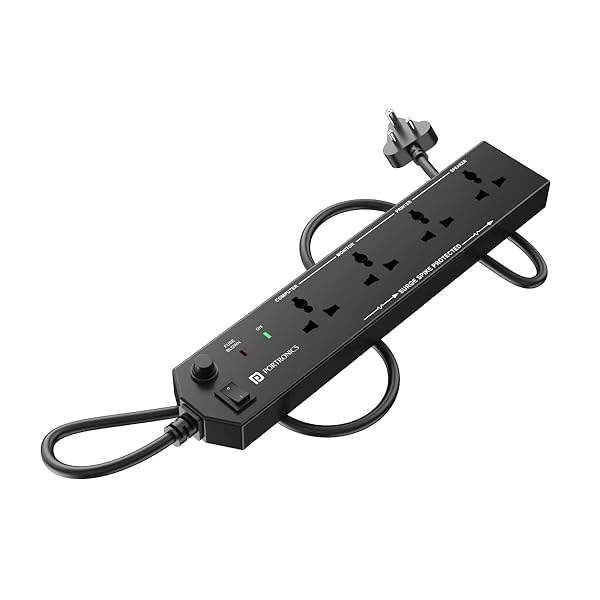 Image of Portronics Power Plate 10 Extension Board with 4 Universal Sockets, 3 Meter Long Cord, 1500 Watts,