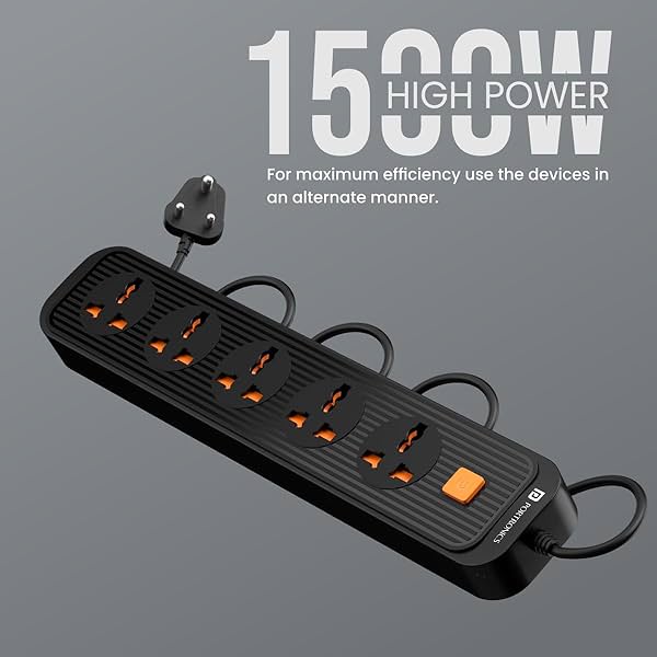 Image of Portronics Power Plate 13 Multiplug Extension Board with 5 Power Sockets