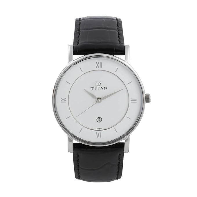 Image of Pragalaxy Classic White Dial Analog with Date Leather Strap Watch for Men.