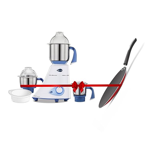 Image of Preethi Blue Leaf Diamond MG-214 750 Watt Mixer Grinder, Plus Nonstick Tawa 28cm