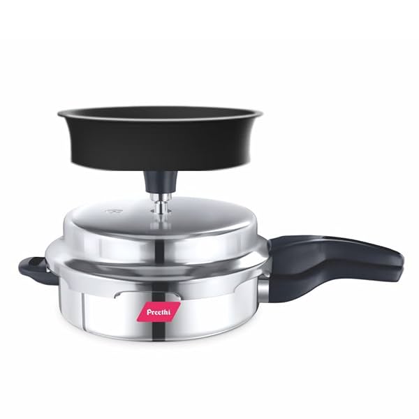 Image of Preethi Stainless Steel Outer Lid 3 Litre Pressure Cooker with Spill Splash 