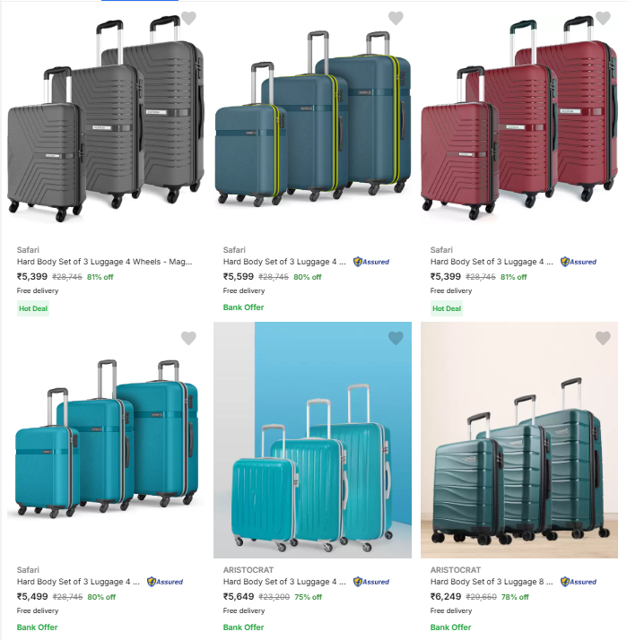 Image of Premium Suitcases (Pack of 3) @ Up to 81% Discount