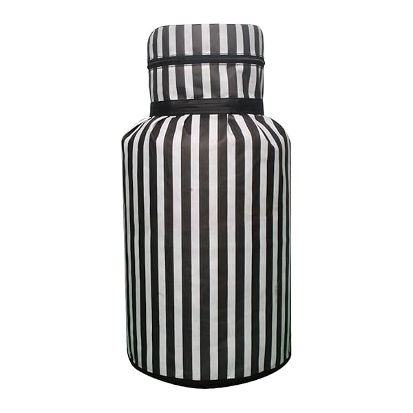 Image of PrettyKrafts Dustproof LPG Gas Cylinder Cover, black stripes, set of 1.