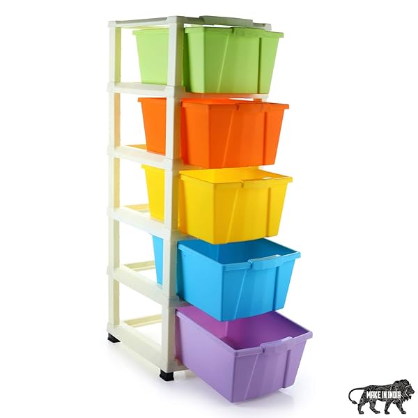 Image of Primelife Plastic Modular Drawer System 5 Tier Drawer Organisers