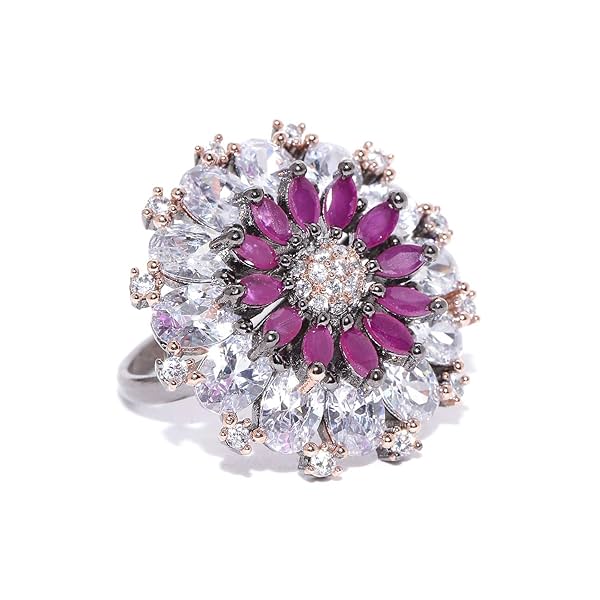 Image of Priyaasi Trendy Purple & White American Diamond Ring for Women