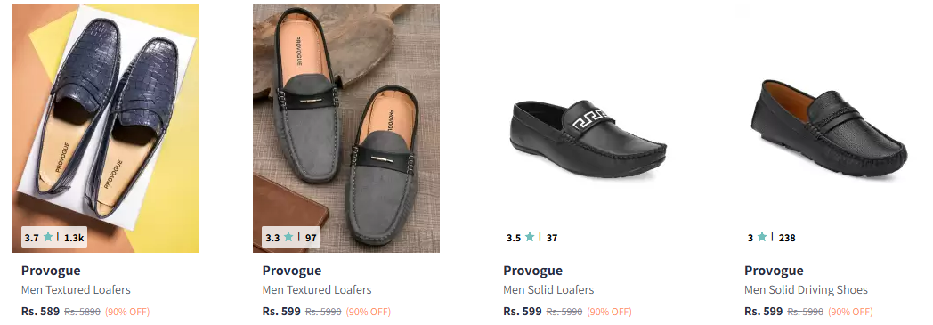 Image of  Provogue Men Textured Loafers up to 90% Discount + Extra 20% coupon Discount 