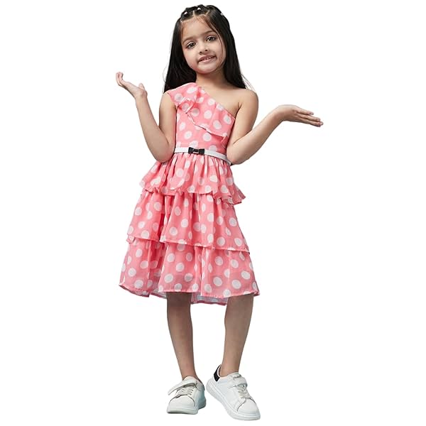 Image of Pspeaches Girl's Georgette Fit and Flare Knee-Length Dress