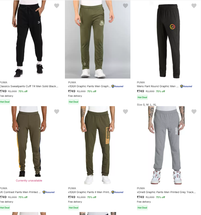 Image of Puma Brand Men's Track Pants @ Flat 75% Discount