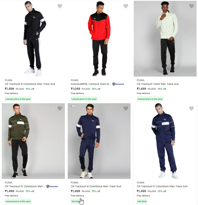 Image of Puma Brand Men's tracksuits @ Flat 75% Discount