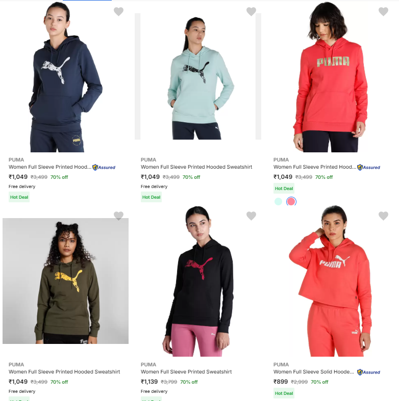 Image of Puma Brand Women's Sweatshirts @ Flat 70% Discount