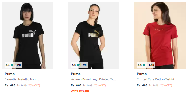 Image of Puma Brand Women's T-shirt @ Flat 70% Discount