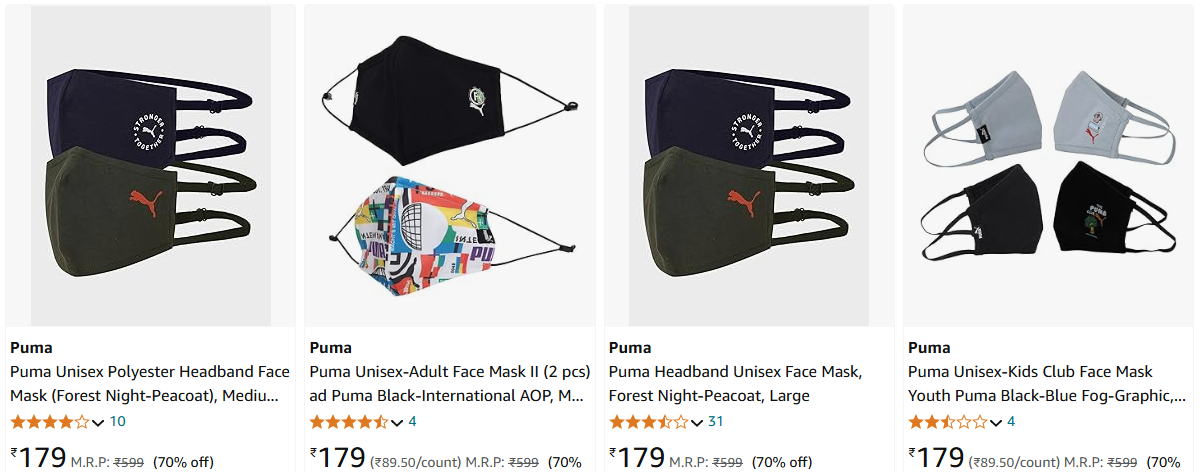 Image of Puma Headband Face Masks Starting at ₹179 @ #Amazon