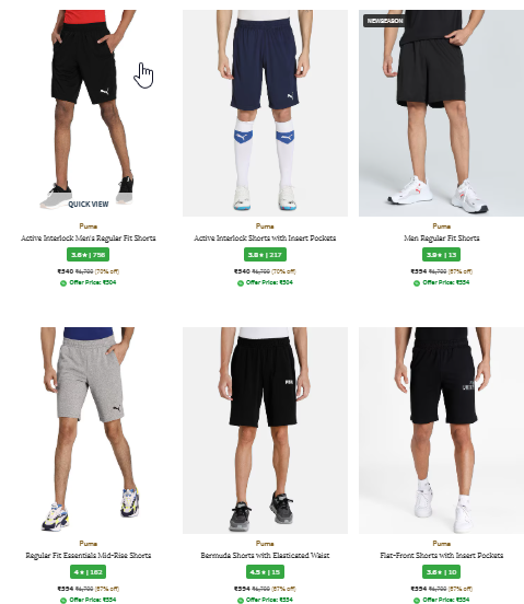 Image of Puma Men Casual Shorts up to 70% Discount+with offer Price