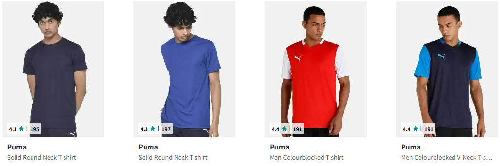 Image of  Puma Men Solid Round Neck T-shirt up to 70% Discount + Extra 15% Discount on Order Above ₹899 with Coupon