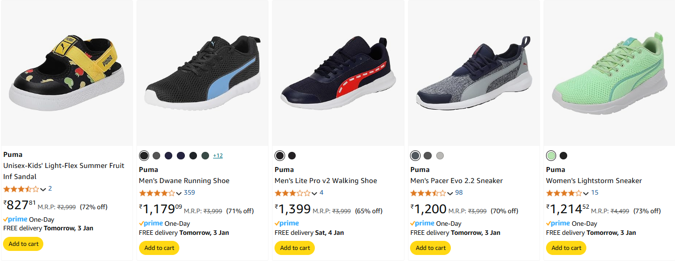 Image of Puma Men's Footwear starting @ ₹827 