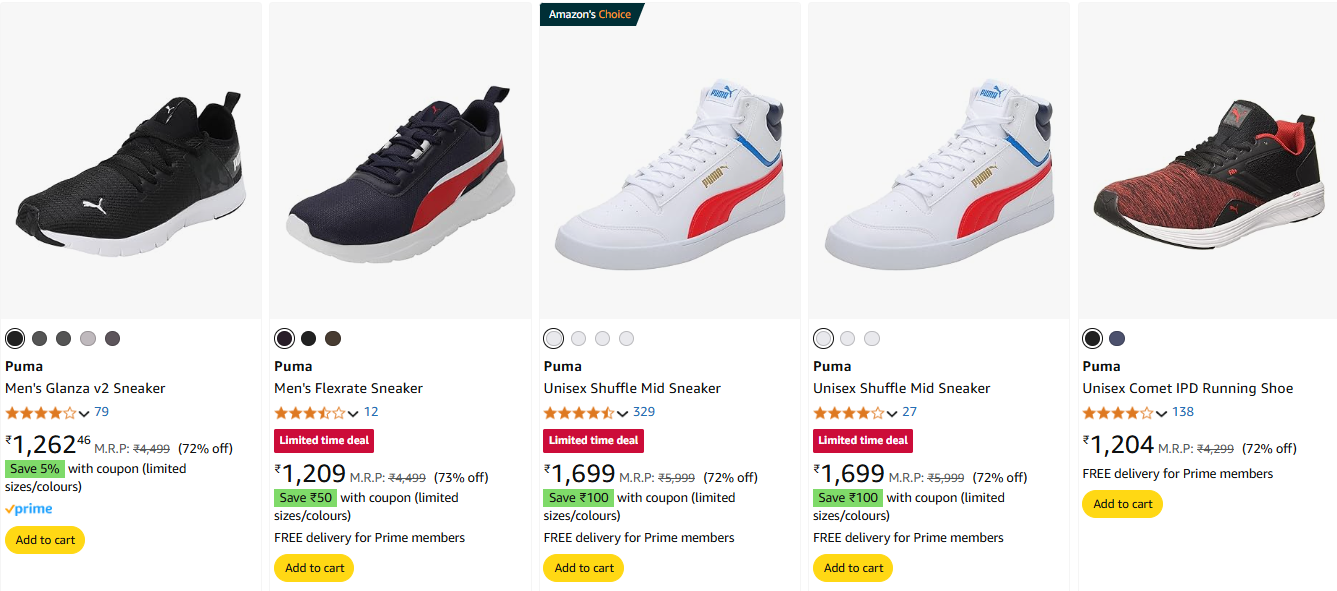 Image of Puma Men's Glanza v2 Sneaker starting 73% Discount